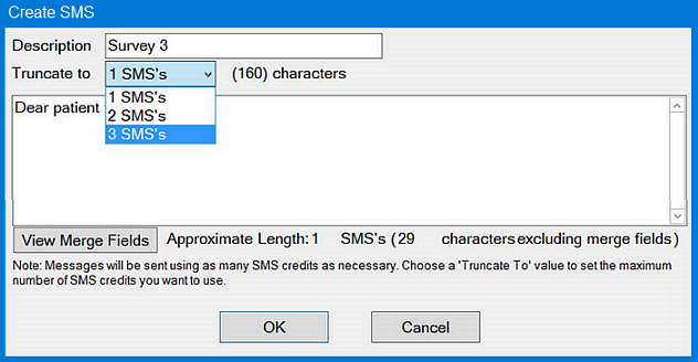 Create SMS window example