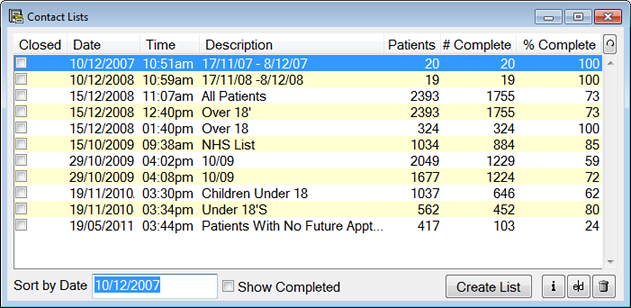 Contact Lists (view all)