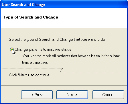 'User Search and Change' - Mark Inactive Patients screen