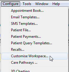Configure > Customise Workspace