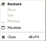 Minimised window menu