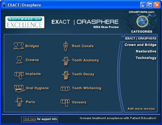 EXACT Orasphere opening screen