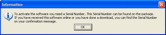 'Serial Number' message (EO)