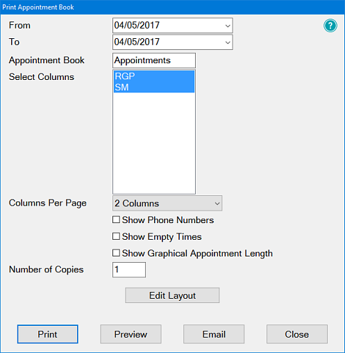 Print Appointment Book