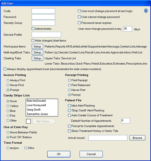 Add User window