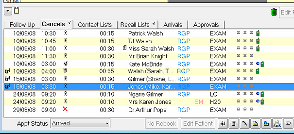 Cancels tab example