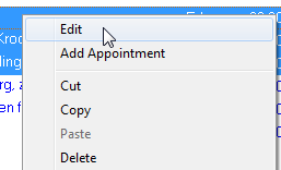 Right-click drop-down menu (Edit)