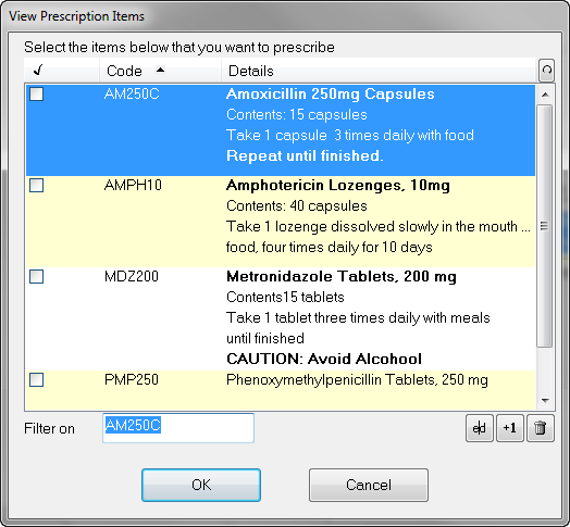 View Prescription Items