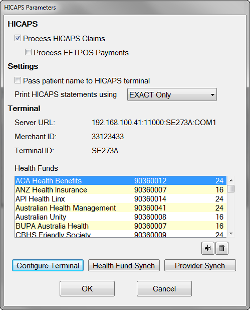 HICAPS Parameter