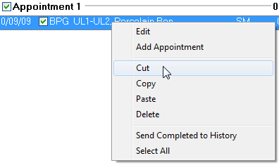 Right-click menu