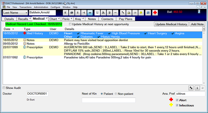 Medical History Tab - show prescriptions