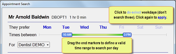ApptSearch-Set days and Times 1
