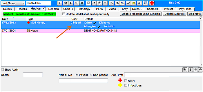 ViewClinipadMedHistoryInEXACT