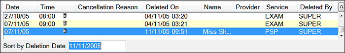 ApptBookBin-DeletedList
