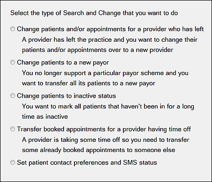 Type of Search and Change