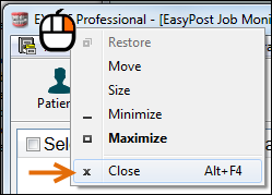 'Close' option (right click menu)