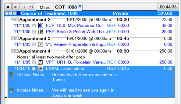 Clinical/Invoice Notes