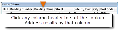AddressLookup-Sort by columnHeader
