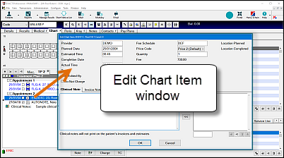 Edit Chart Item window