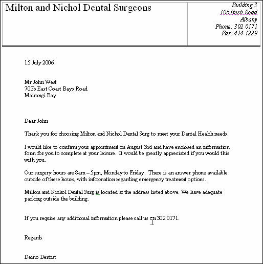 Sample Patient Letter